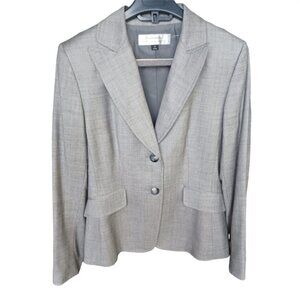 Tahari Women's Blazer Suite Size 4 Career Gray - 2 Button SMALL CHECK PATTERN